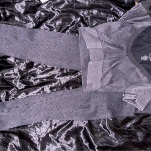 Gray Ribbed Two-Piece Set